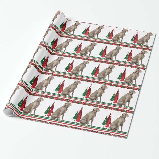 Weimaraner Christmas Wrapping Paper (Unrolled)