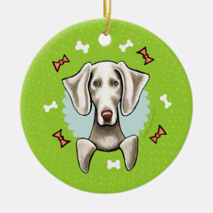 Weimaraner Christmas Wreath Ceramic Ornament