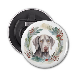 Weimaraner Christmas Wreath Festive Pup  Bottle Opener