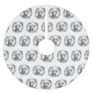 Weimaraner Christmas Wreath Festive Pup Brushed Polyester Tree Skirt