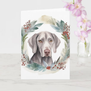 Weimaraner Christmas Wreath Festive Pup  Card