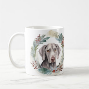 Weimaraner Christmas Wreath Festive Pup  Coffee Mug