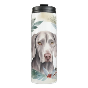 Weimaraner Christmas Wreath Festive Pup  Thermal Tumbler