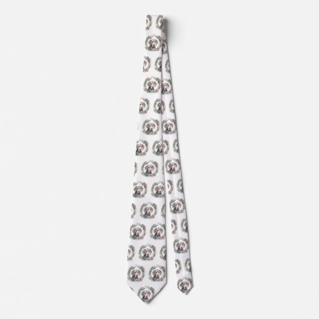 Weimaraner Christmas Wreath Festive Pup  Tie (Front)