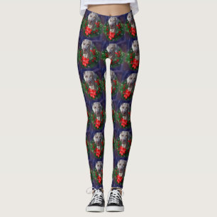 Weimaraner Christmas Wreath Leggings