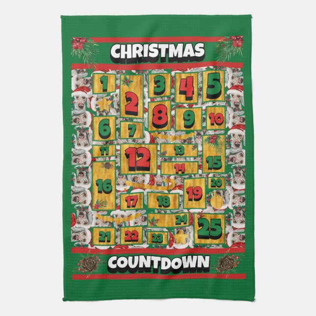 Weimaraner Countdown Christmas Advent Calendar Dog Tea Towel (Vertical)