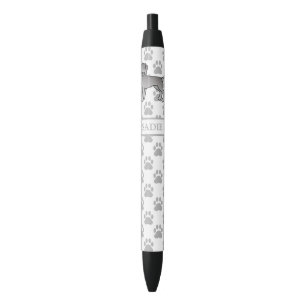Weimaraner Cute Cartoon Dog And Paws & Name Black Ink Pen