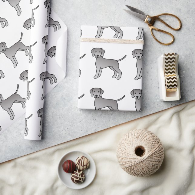 Weimaraner Cute Cartoon Dog Pattern Wrapping Paper (Crafts)