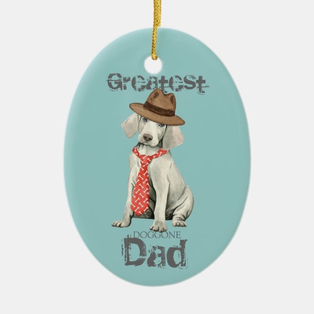 Weimaraner Dad Ceramic Ornament (Front)