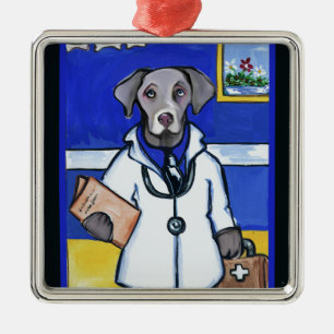 WEIMARANER DOCTOR METAL ORNAMENT