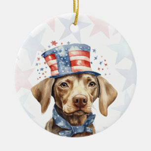 Weimaraner Dog, 4th of july Personalised Ceramic Ornament
