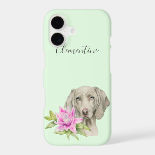 Weimaraner Dog and Lily Watercolor Add Your Name
