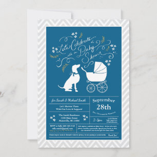 Weimaraner Dog Baby Shower Boy Blue Invitation
