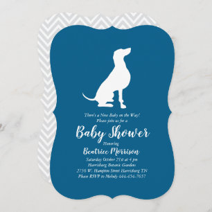 Weimaraner Dog Baby Shower Boy Blue Invitation