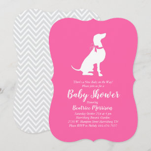 Weimaraner Dog Baby Shower Girl Pink Invitation