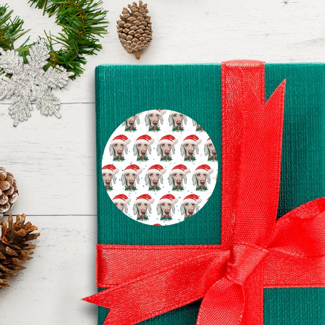 Weimaraner Dog Breed Christmas Stars Classic Round Sticker (Creator Uploaded)