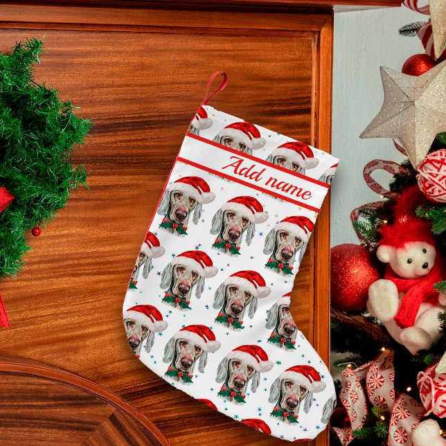 Weimaraner Dog Breed Christmas Stars Small Christmas Stocking (Creator Uploaded)
