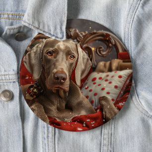 Weimaraner Dog Christmas Festive 6 Cm Round Badge