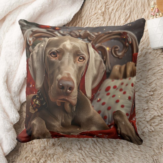 Weimaraner Dog Christmas Festive Cushion (Blanket)