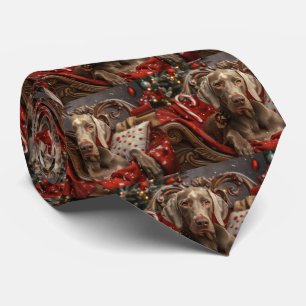 Weimaraner Dog Christmas Festive Tie