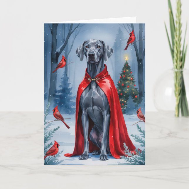 Weimaraner Dog Christmas Greeting Card (Front)