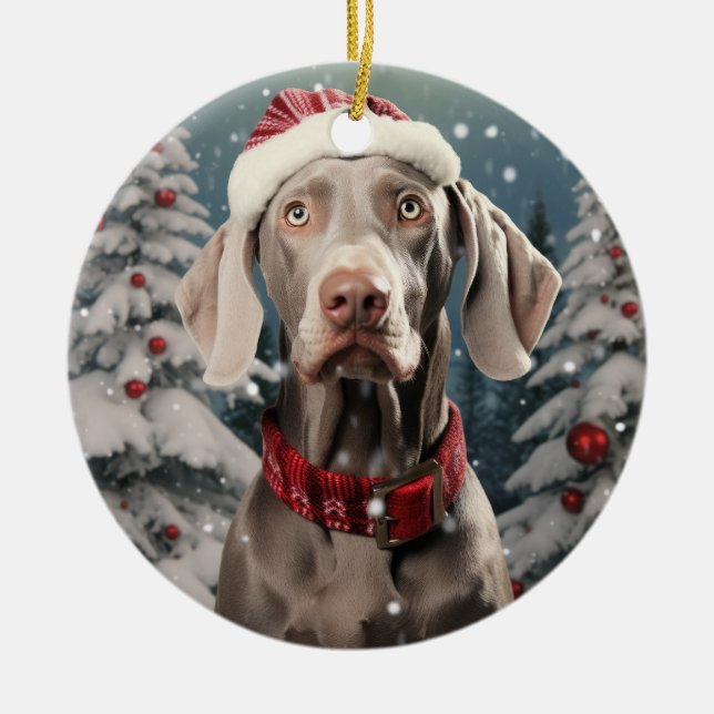 Weimaraner Dog Christmas Ornament (Front)