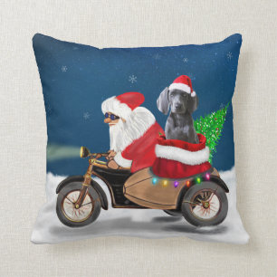 Weimaraner Dog Christmas Santa Claus Cushion
