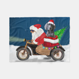 Weimaraner Dog Christmas Santa Claus Fleece Blanket