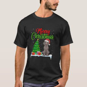 Weimaraner Dog Christmas Tree Lights Funny Xmas Do T-Shirt