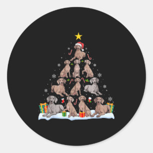 Weimaraner Dog Christmas Tree Xmas Pet Dogs Lover Classic Round Sticker
