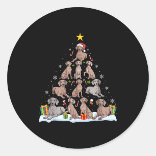 Weimaraner Dog Christmas Tree Xmas Pet Dogs Lover Classic Round Sticker