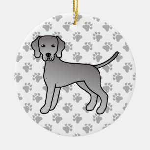 Weimaraner Dog Cute Cartoon Illustration Ceramic Ornament