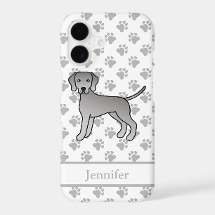Weimaraner Dog Cute Cartoon Illustration & Name