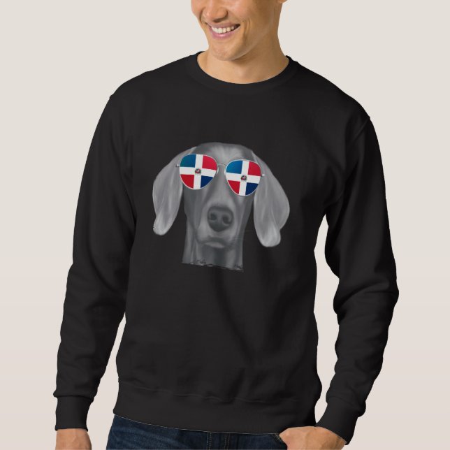 Weimaraner Dog Dominican Flag Sunglasses Sweatshirt (Front)