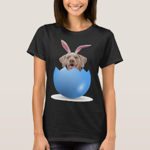 Weimaraner Dog  Easter Bunny Coloured Egg Hunting  T-Shirt