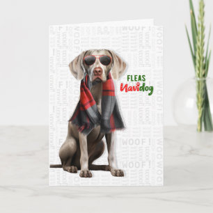 Weimaraner Dog Funny Fleas Navidog Christmas Holiday Card