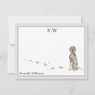 Weimaraner Dog Gray Border Monogram Personalized Card