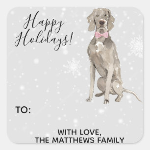 Weimaraner Dog Holiday Gift Tag Stickers