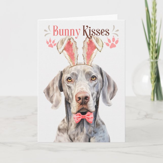 Weimaraner Dog in Bunny Ears for Easter Holiday Card (Front)