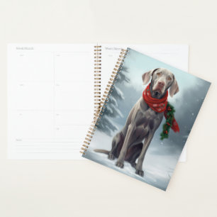 Weimaraner Dog in Snow Christmas Planner