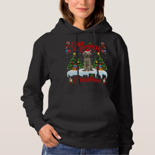 Weimaraner Dog Lights Xmas Tree Santa Weimaraner C Hoodie