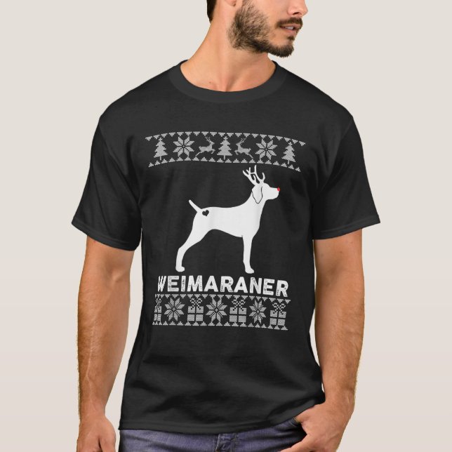 Weimaraner Dog Lover Xmas Reindeer Ugly Christmas  T-Shirt (Front)
