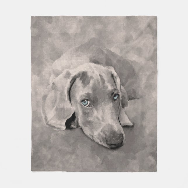 Weimaraner Dog Mixed Media Fleece Blanket (Front)