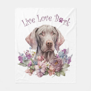 Weimaraner Dog Mum Floral Fleece Blanket