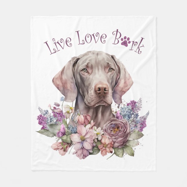 Weimaraner Dog Mum Floral Fleece Blanket (Front)