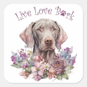 Weimaraner Dog Mum Floral Square Sticker