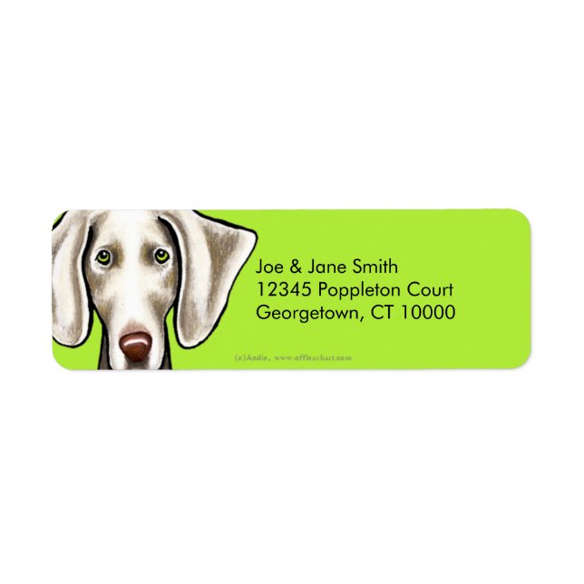Weimaraner Dog Olive Return Address Label (Front)