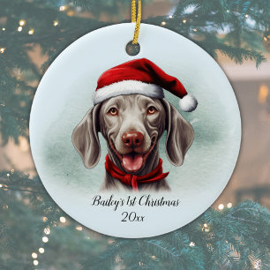 Weimaraner Dog Personalised First Christmas Ceramic Ornament