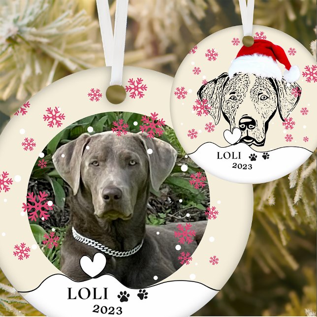 Weimaraner Dog Personalised Hand Drawing Ceramic Ornament (Creator Uploaded)