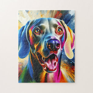 Weimaraner Dog Portrait Acrylic Art Print Dog Jigsaw Puzzle